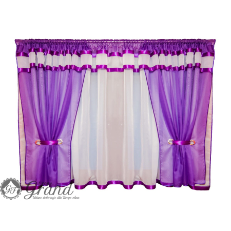 Firanka gotowa z lambrekinem 150 cm fiolet