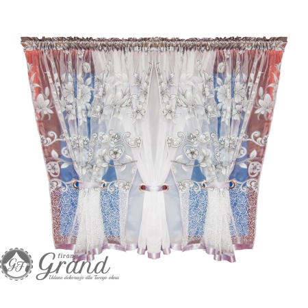 Firanka gotowa z błyszczącą nitką 150 cm szary