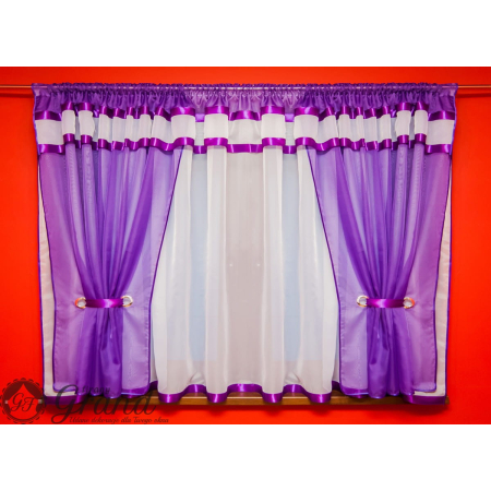 Firanka gotowa z lambrekinem 150 cm fiolet